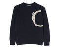Trussardi | Maglione blu logo beige