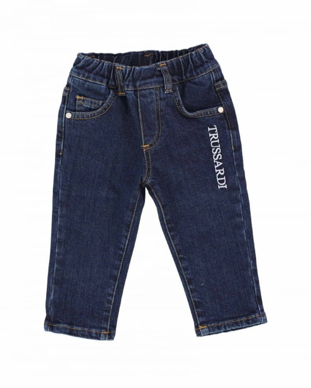 Trussardi | Jeans scuro neonato ricamo logo bianco