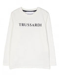 Trussardi | T-shirt bambino panna stampa logo blu