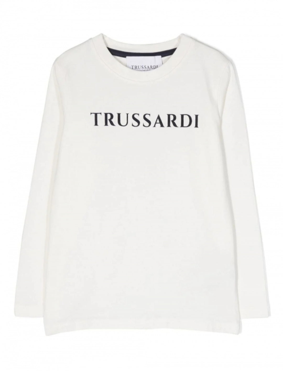Trussardi | T-shirt bambino panna stampa logo blu