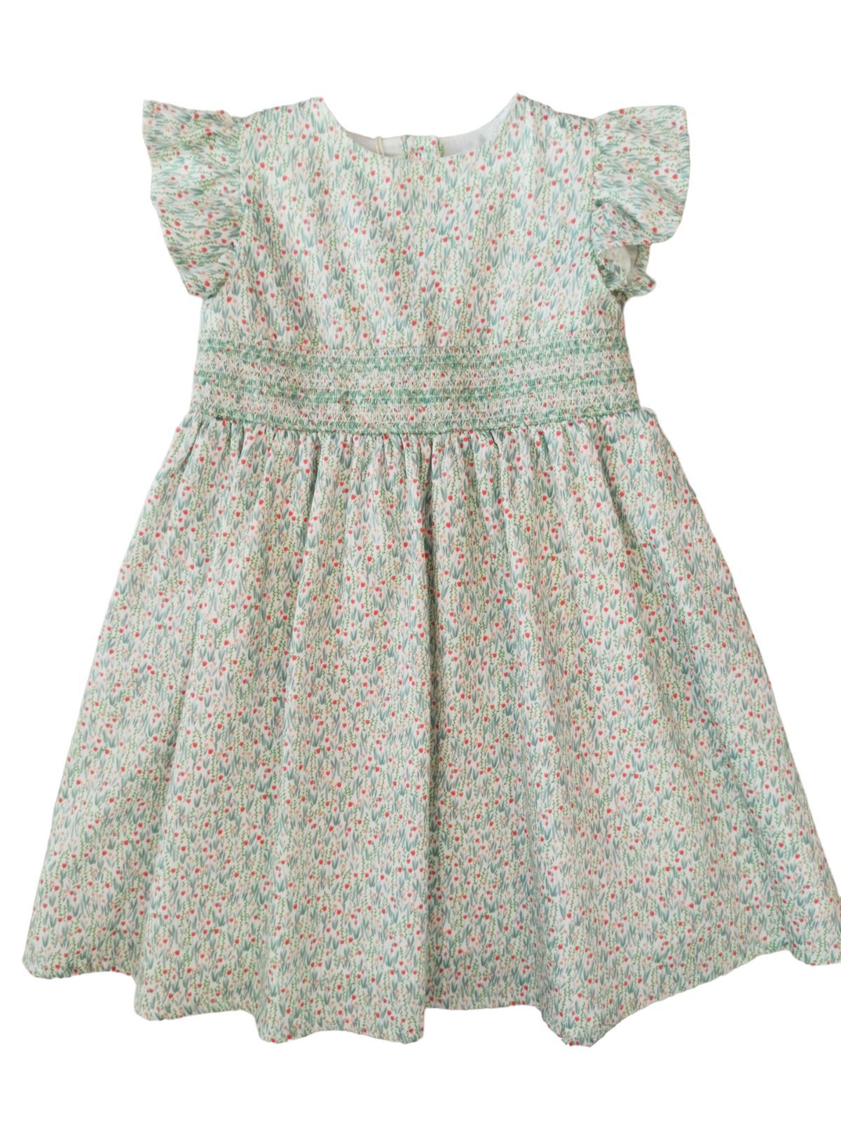 Per Te | Abito fiori verde punto smock