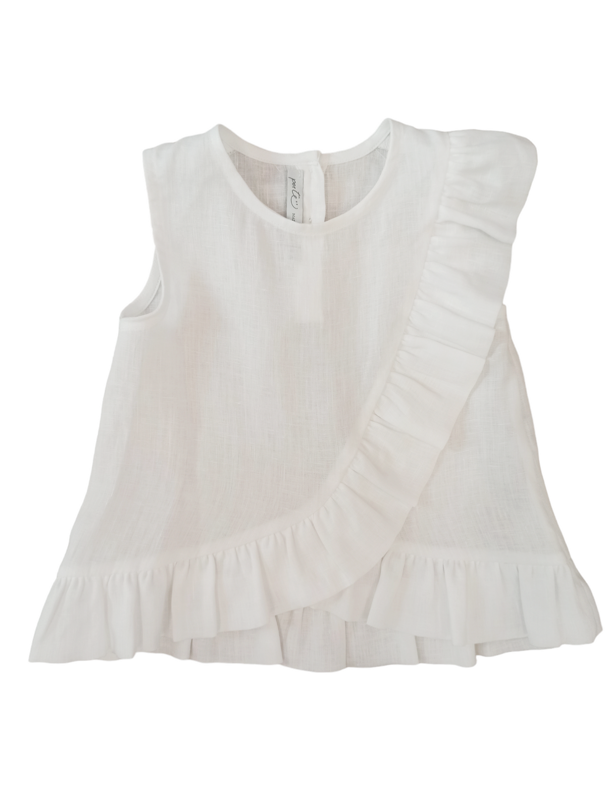 Per Te | Blusa lino bianco rouches bambina