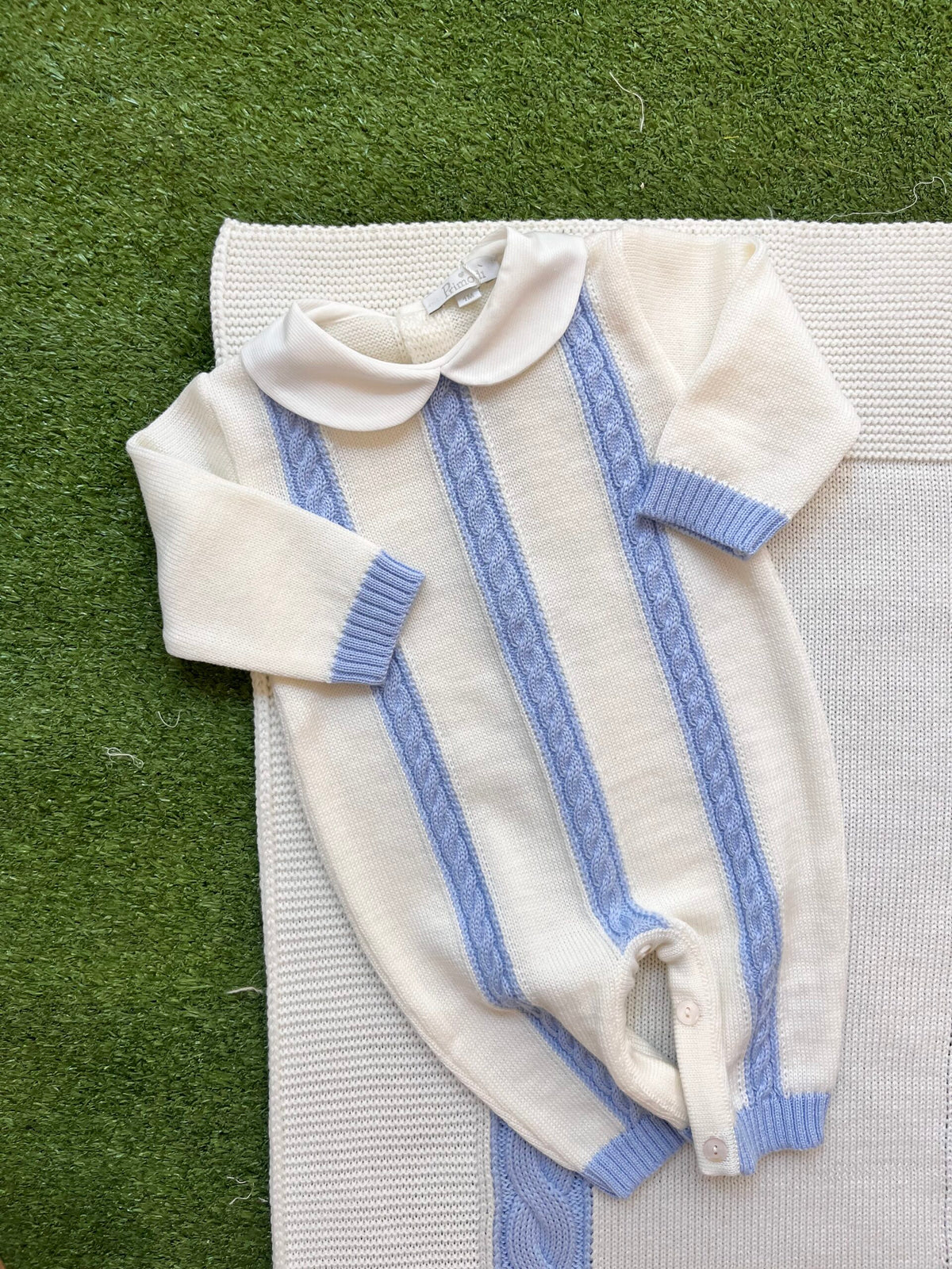 Primodì | Tutina lana bianco cielo trecce