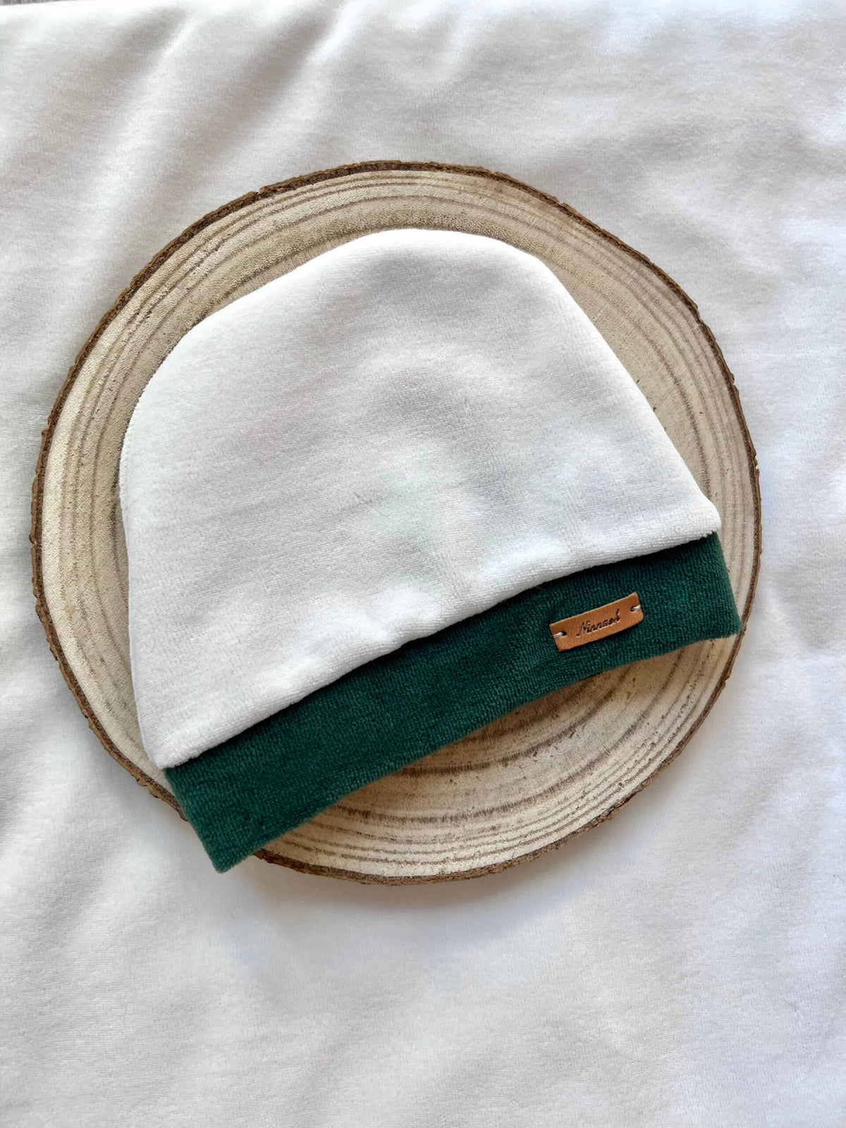 Ninnaoh | Cappello felpa panna verde neonato
