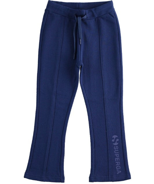 Superga | Pantalone felpa trombetta blu bambina