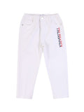 Trussardi | Pantalone bianco ricamo rosso
