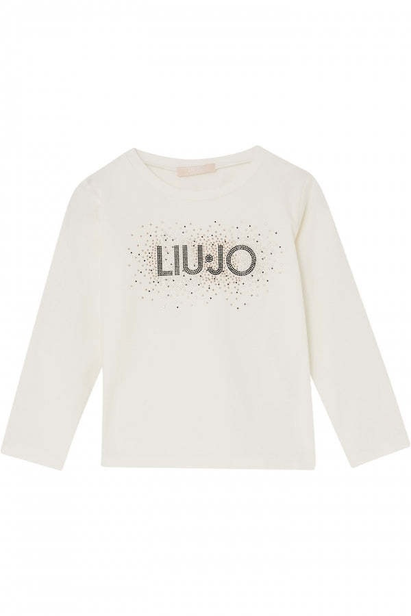 Liujo | T-shirt logo strass oro nero