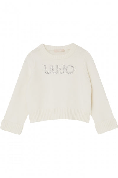 Liujo | Maglione bianco logo strass