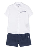 Trussardi | Completo lino bianco blu