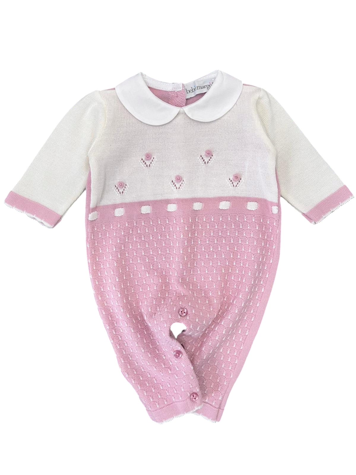 Bebè Margò | Tutina neonata bianco rosa