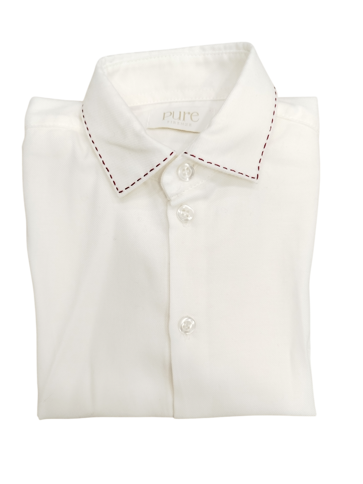Pure | Camicia bianca impunture bordeaux bambino