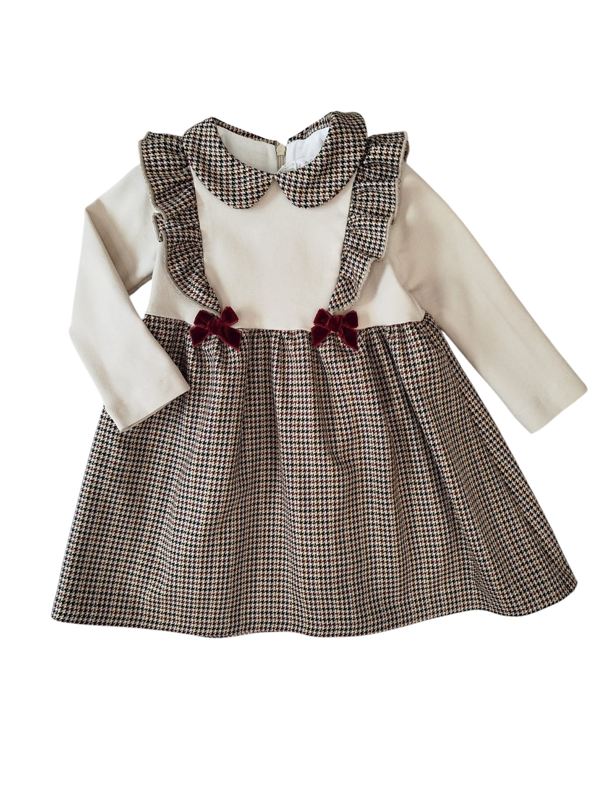 Ambarabà | Abito pied de poule beige bordeaux