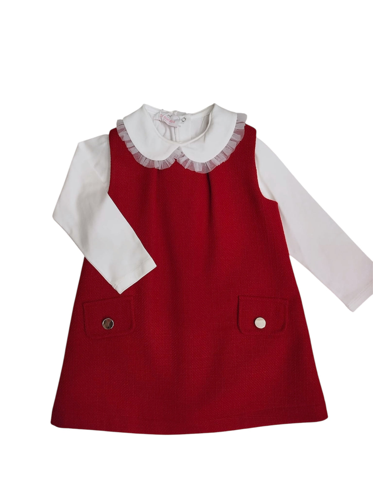 Ambarabà | Abito rosso tweed + body bianco
