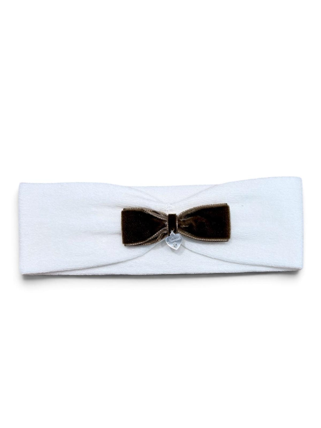 Ninnaoh | Fascia capelli neonata bianca tortora