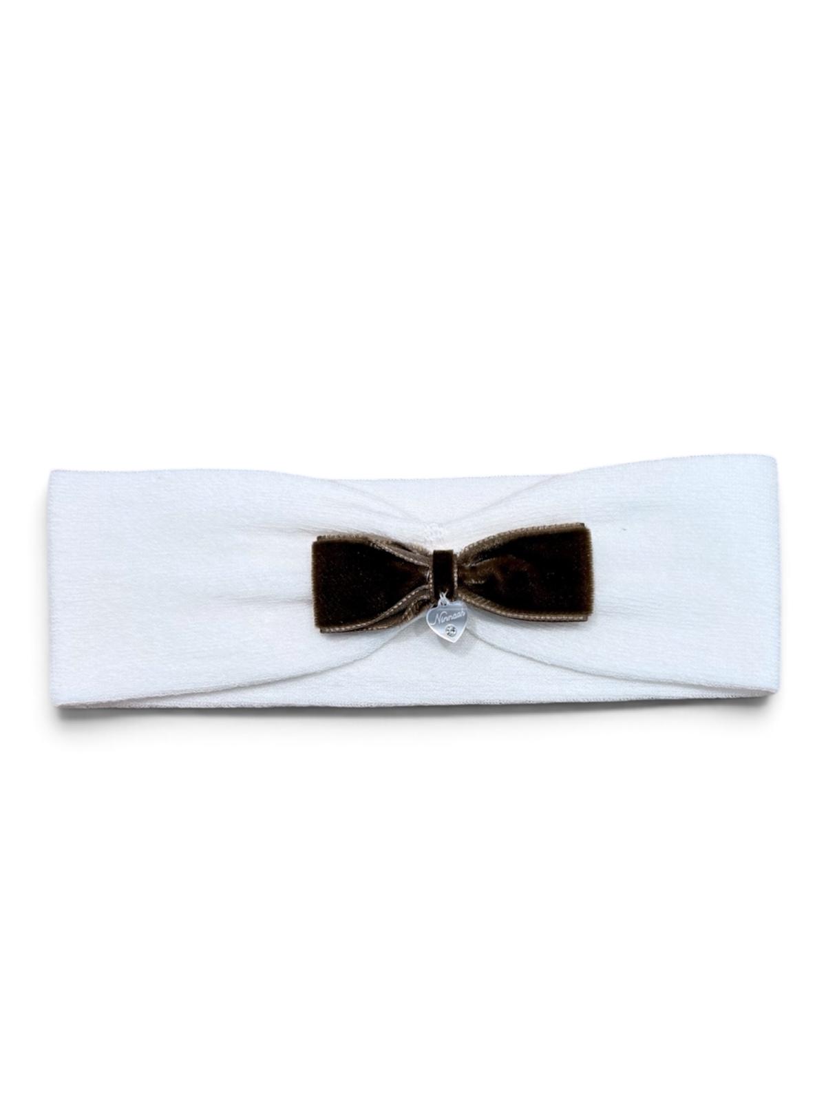 Ninnaoh | Fascia capelli neonata bianca tortora