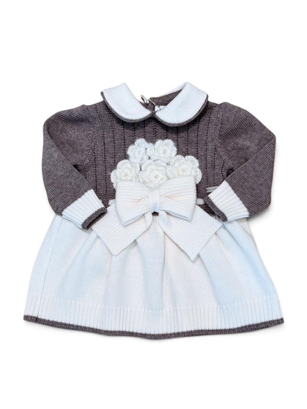 Colorichiari | Abitino nascita panna tortora lana