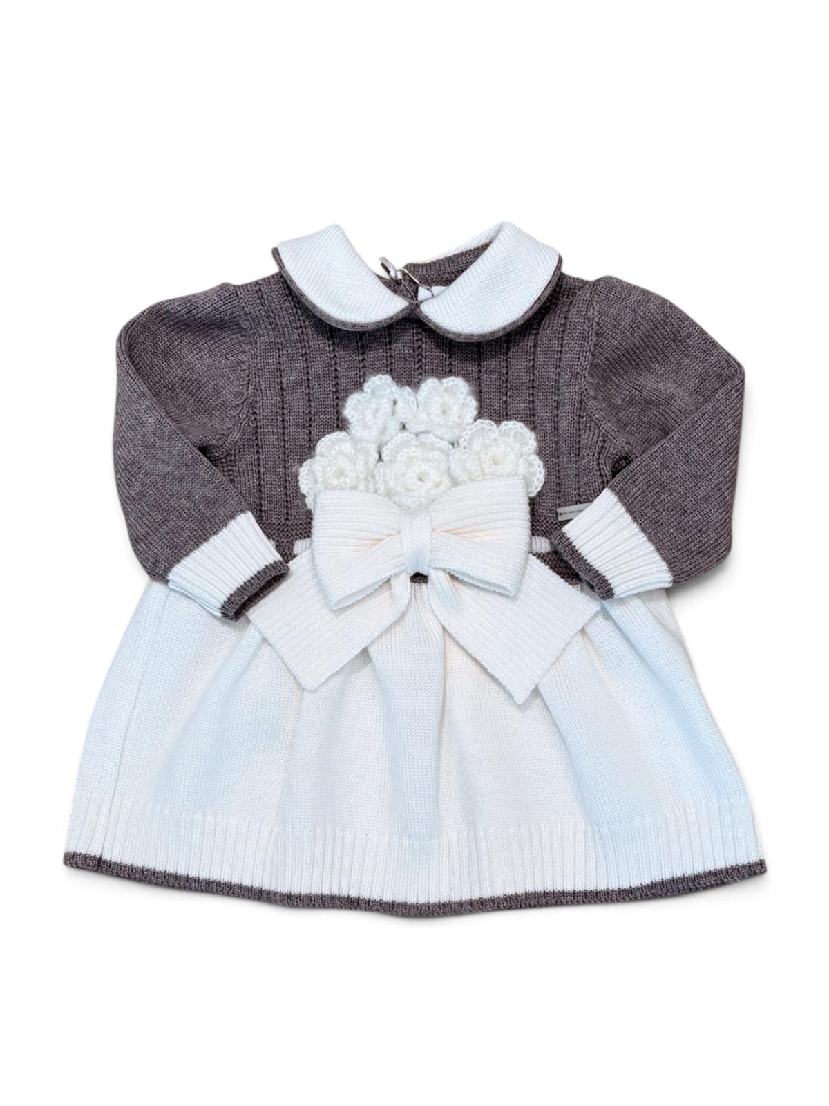 Colorichiari | Abitino nascita panna tortora lana
