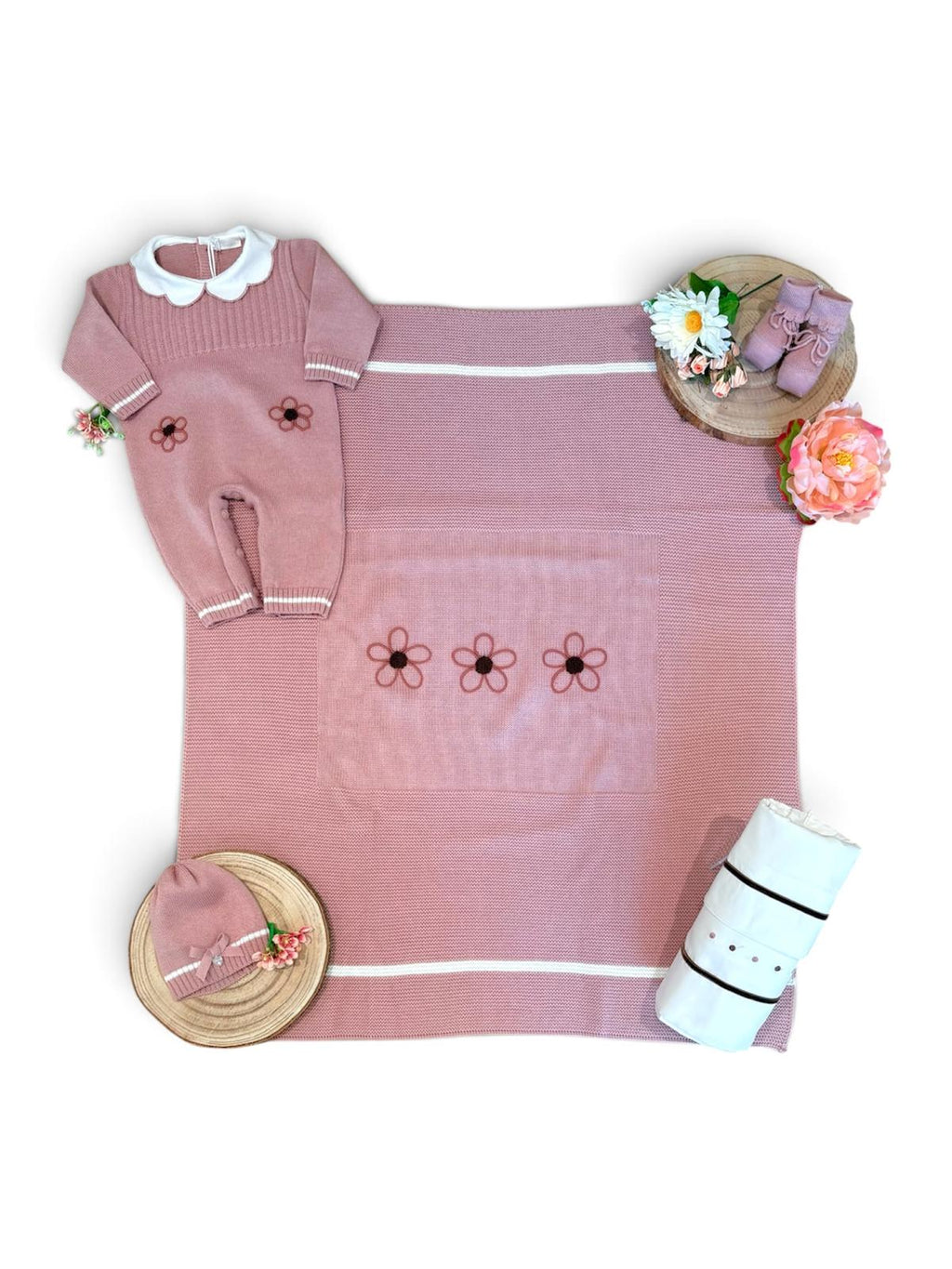 Ninnaoh | Set nascita panna rosa fiori