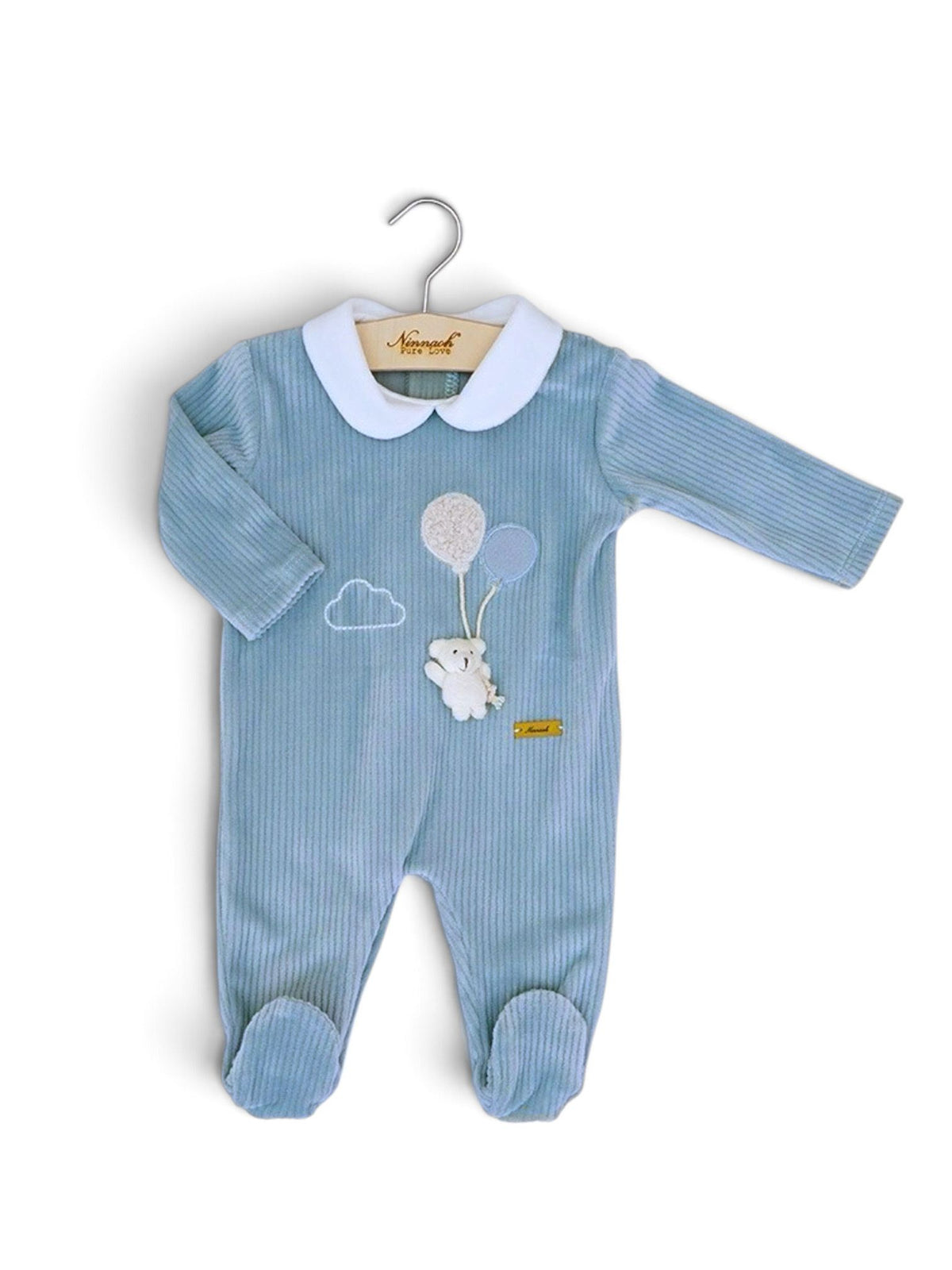 Ninnaoh Pure Love | Tutina neonato panna azzurro ciniglia
