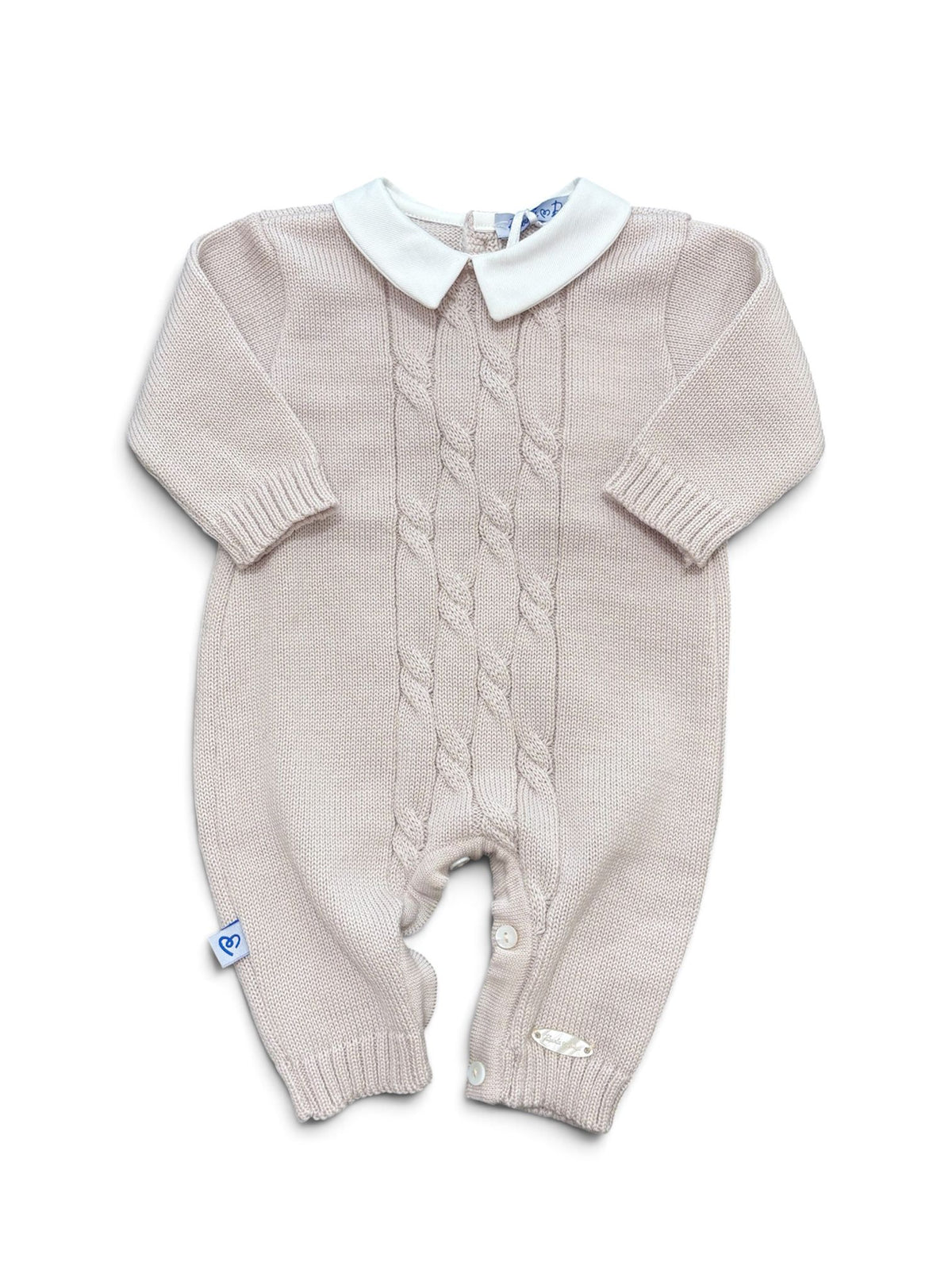 Piccola Desi | Tutina lana beige trecce