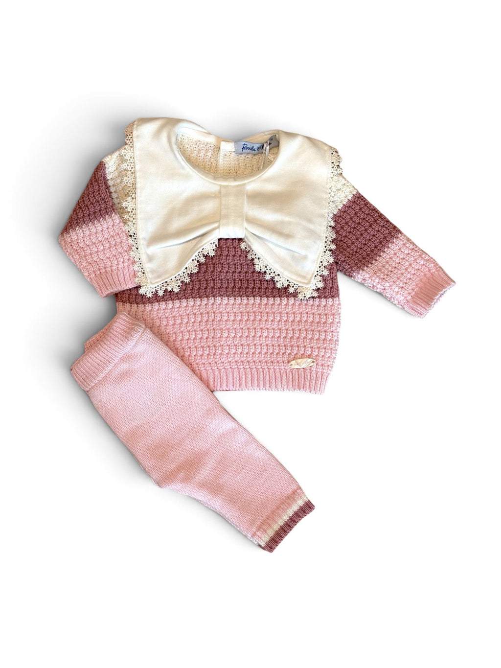 Piccola Desi | Completo nascita neonata rosa panna