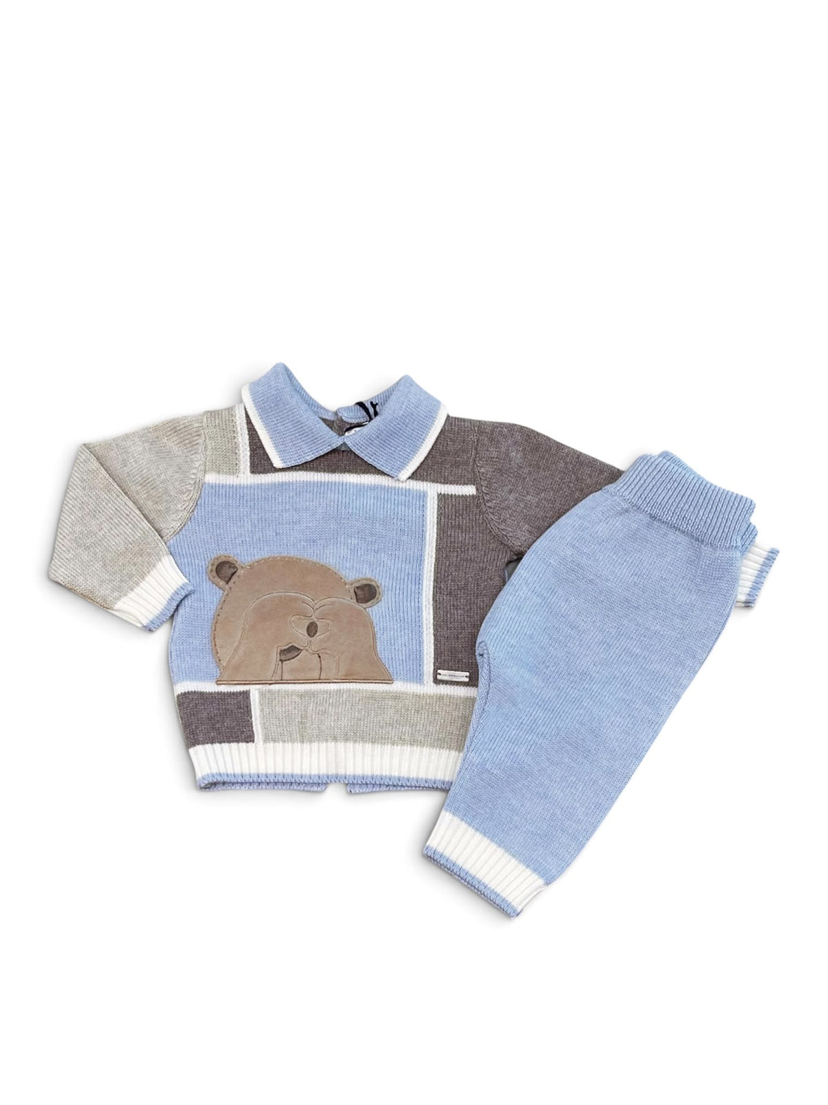 Colorichiari | Completo nascita cielo tortora beige orsetto
