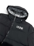 Icon | Giubbino nero cappuccio