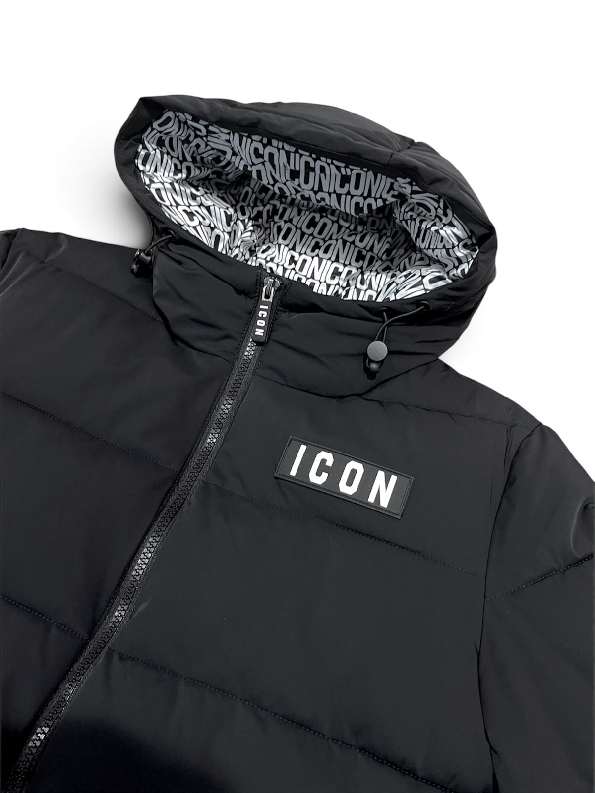 Icon | Giubbino nero cappuccio