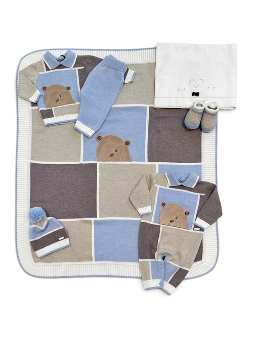 Colorichiari | Completo nascita cielo tortora beige orsetto