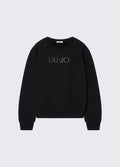 Liujo | Felpa nera logo strass
