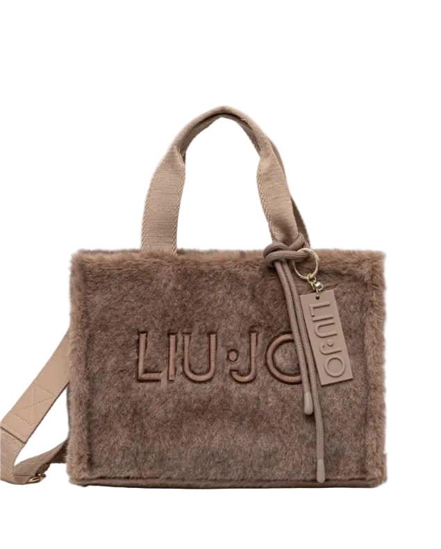 LiuJo | Borsa tote pelliccia nocciola/melanzana