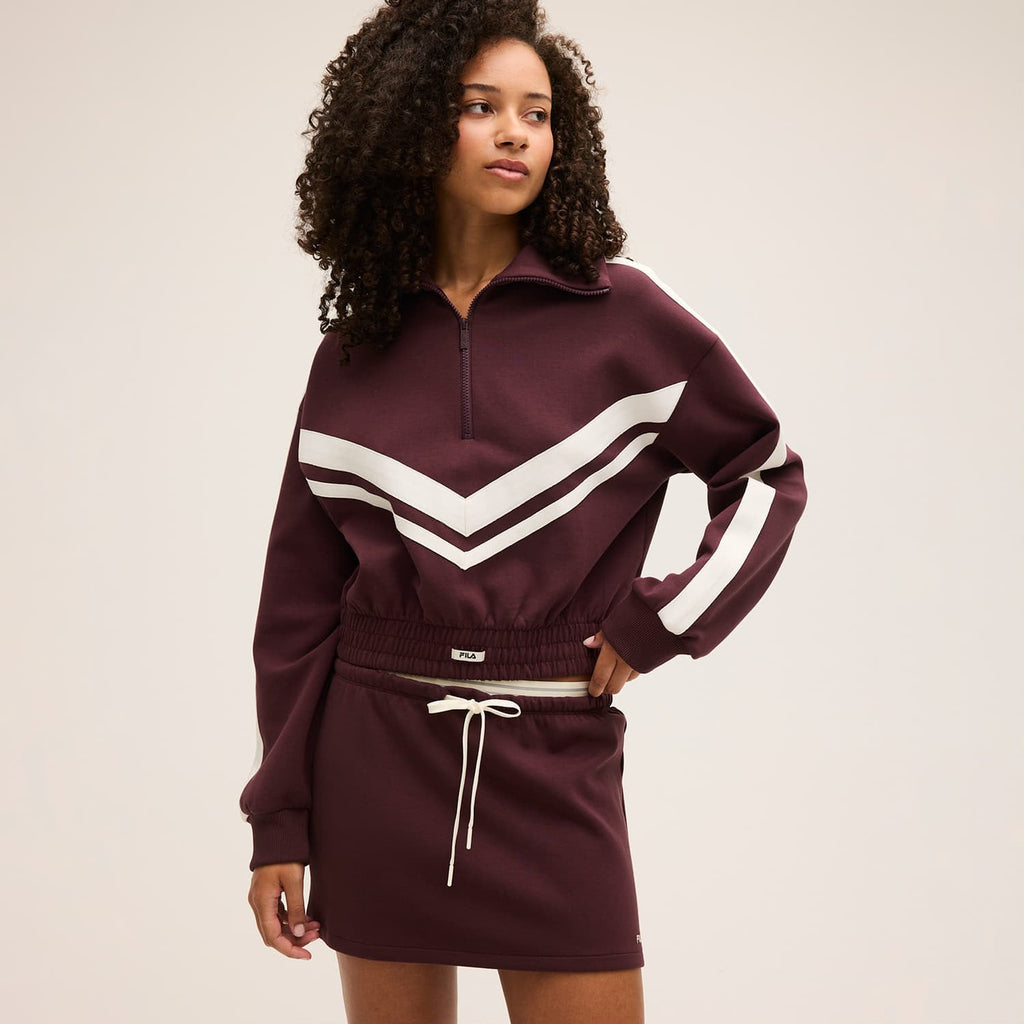 Fila | Felpa cropped half zip burgundy