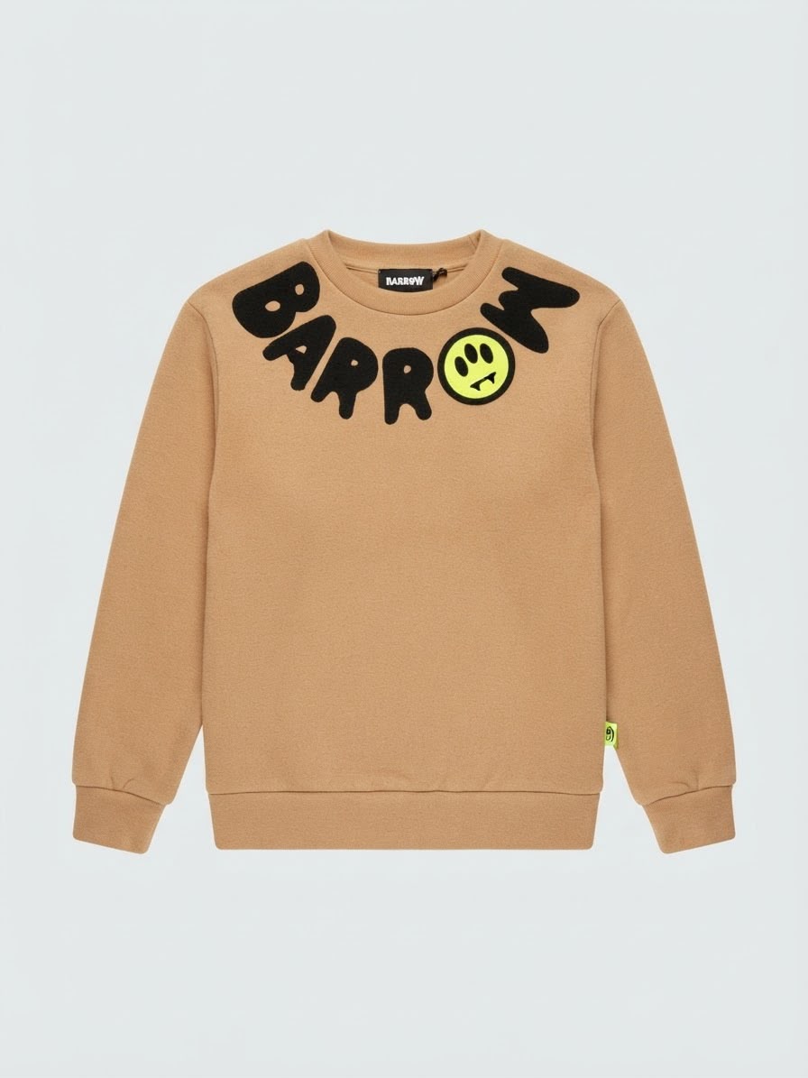 Barrow | Felpa beige logo girocollo