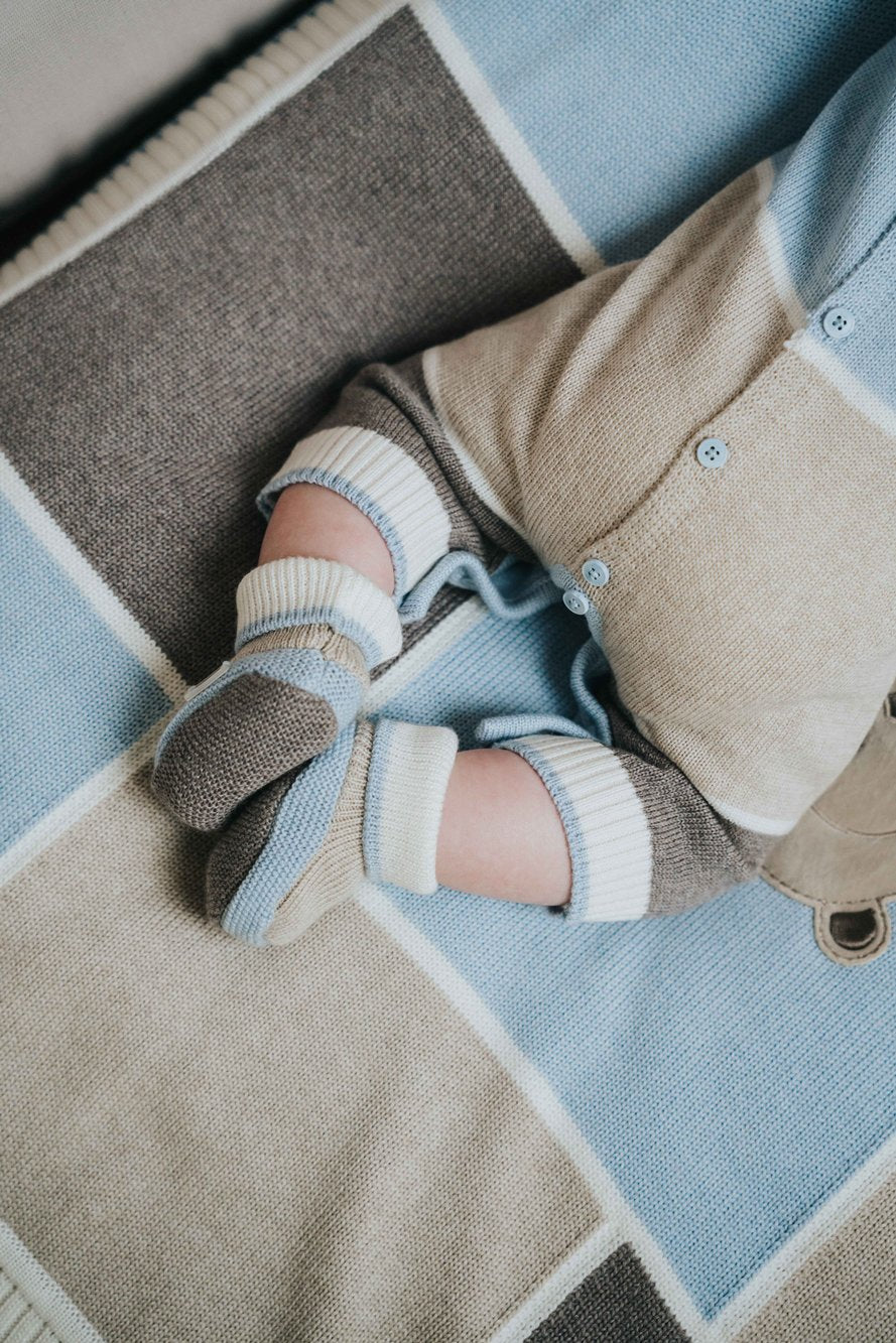 Colorichiari | Scarpine neonato cielo tortora beige