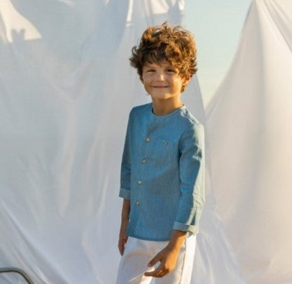 Fina Ejerique | Camicia coreana azzurra bambino