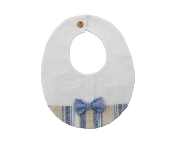 Ninnaoh | Bavetta neonato in lino beige azzurra