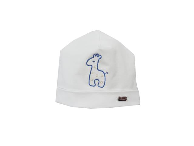 Ninnaoh | Cappellino neonato bianco giraffe azzurre