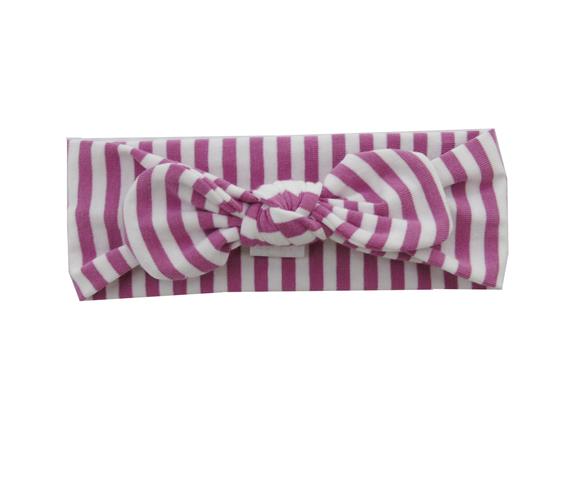 Ninnaoh | Fascia capelli neonata righe prugna