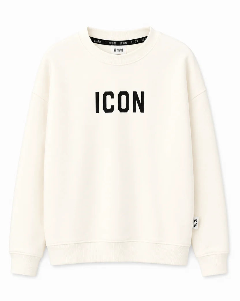Icon | Felpa bianca logo nero splash
