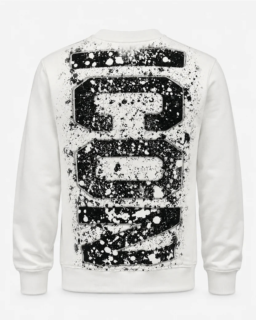 Icon | Felpa bianca logo nero splash