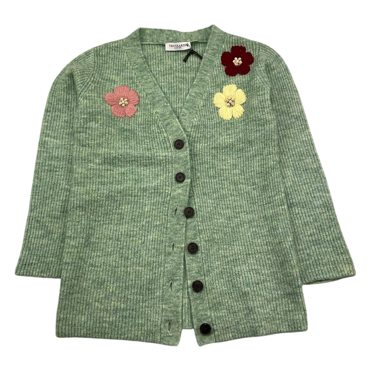 Trussardi | Maxi cardigan verde fiori