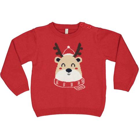 Maglioncino rosso renna Natale bambino