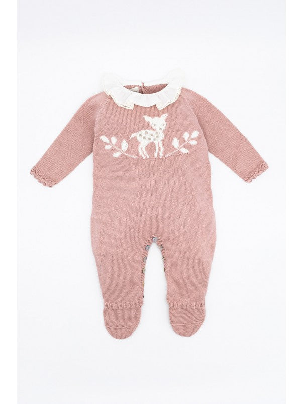 Fina Ejerique | Tutina lana rosa cipria neonata