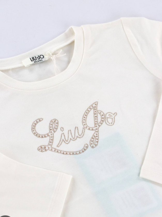 LiuJo | T-shirt panna oro borchie