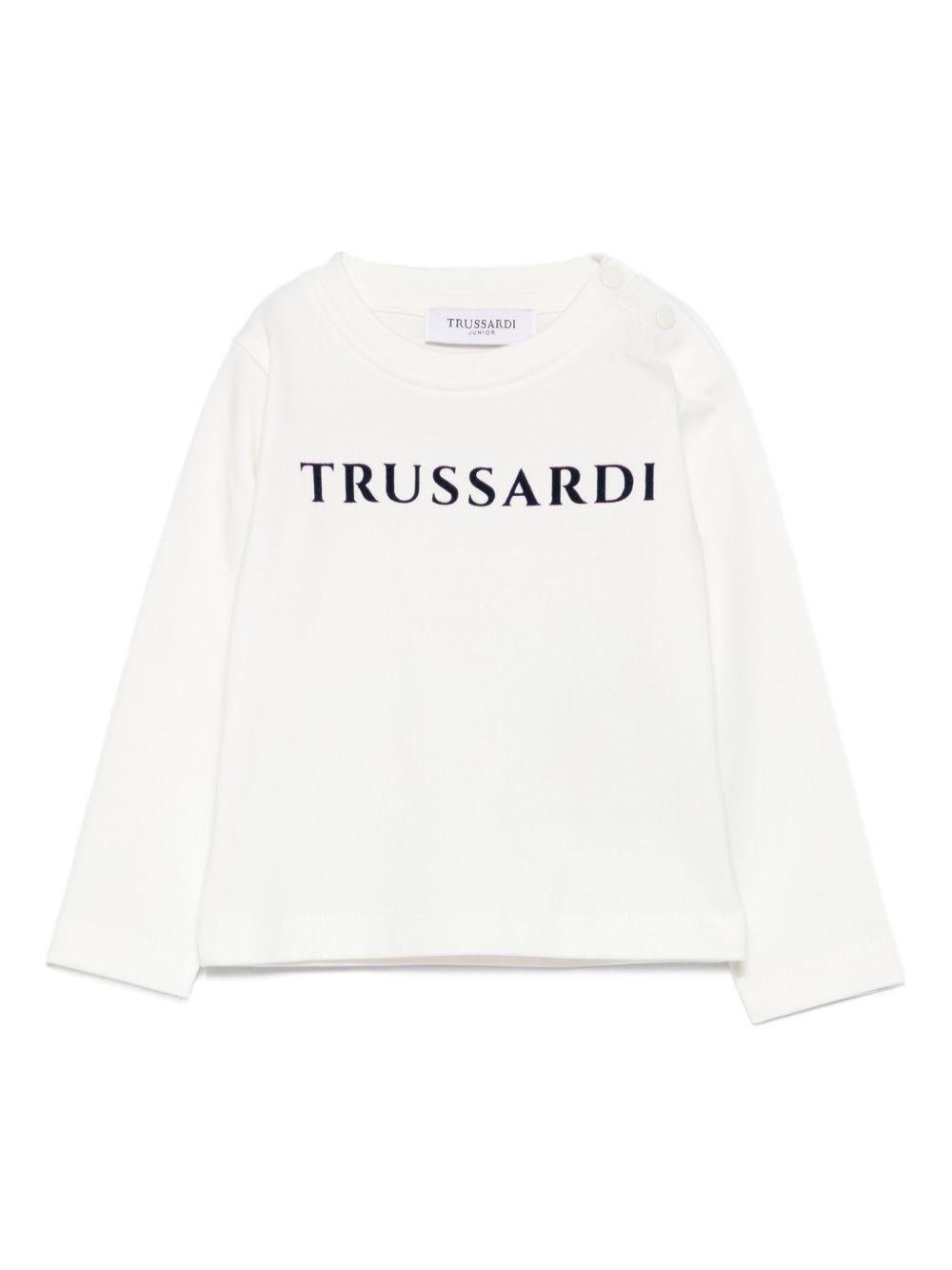 Trussardi | T-shirt neonato panna logo floccato