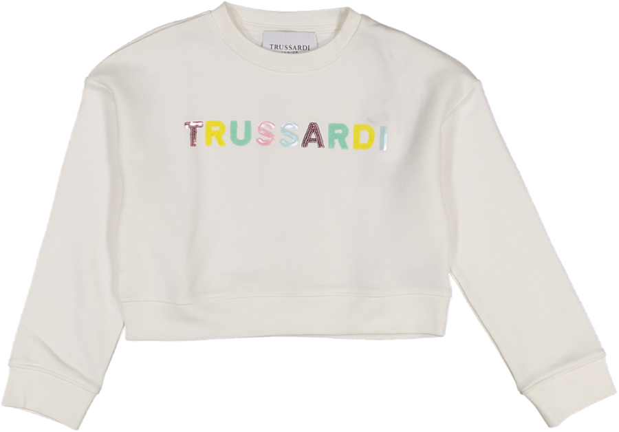 Trussardi | Felpa bianca ragazza paillettes